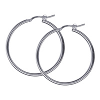 Sterling Silver Italian Plain Hoop Earrings