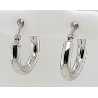 9 Carat White Gold Small Round Plain Hoop Earrings