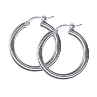 Sterling Silver Italian Plain Hoop Earrings