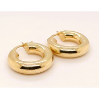 9 Carat Yellow Gold 5mm Plain Italian Hoop Earrings