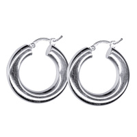 Sterling Silver Italian Plain Hoop Earrings