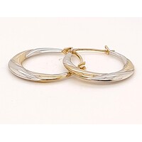 9 Carat Two-tone Yellow and White Gold Hoop Earrings