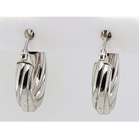9 Carat White Gold 4mm Italian Twist Hoop Earrings