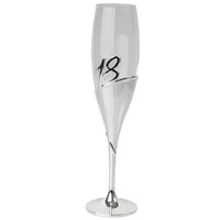 Silver Plated Stem with Glass Champagne Commemorative Birthday Flutes