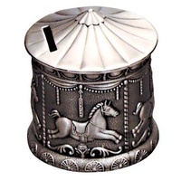 Merry Go Round Pewter Finish Money Box