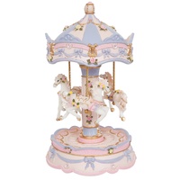 Resin 3 White Horse Luna Musical Carousel