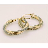 9 Carat Two-tone Yellow and White Gold Hoop Earrings