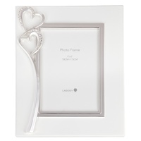 White/Silver Deux Coeur 10 x 15cm Photo Frame