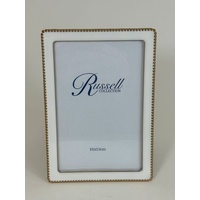 White/Goldtone Beaded 10 x 15cm (4 x 6") Photo Frame