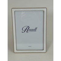 White/Goldtone Beaded 13 x 18cm (5 x 7") Photo Frame