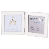 White 18th Birthday Hinged with room for Inscriptions 4 x 4 Inch Photo Frame 