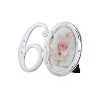 Silver Plated Diamante Age/Anniversary 6 x 9cm (2.5 x 4") Photo Frames - Number 60