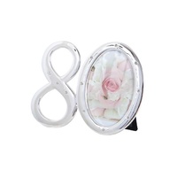 Silver Plated Diamante Age/Anniversary 6 x 9cm (2.5 x 4") Photo Frames - Number 80