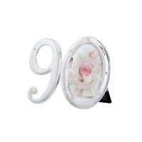 Silver Plated Diamante Age/Anniversary 26 x 9cm (2.5 x 4") Photo Frames  - Number 90