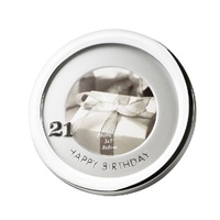 21st Birthday Silver Plated 8 x 8cm Round Photo Frame