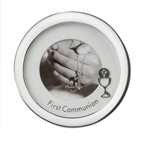 Silver Plated Round 'First Communion' 3 x 3 Inch Photo Frame