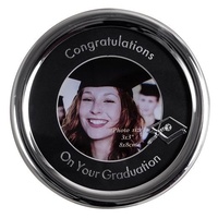 Silver Plated Round 'On Your Graduation' 3 x 3 Inch Photo Frame