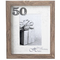 'Happy 50th Birthday' Timber Finish 4 x 6 inch Photo Frame