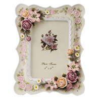 White Resin Lace Floral Design 10 x 15cm Photo Frame with Crystals ELENA
