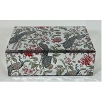 Peacock 20.5 x 15 x 7cm Glass Jewellery Box