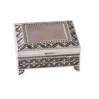 Square Silverplate 7.5cm (3") Diamond Design Jewellery Box