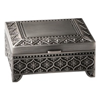 Square Pewter Finish 7.5cm (3") Diamond Design Jewellery Box