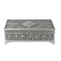 Rectangular Pewter Finish 12.5cm (5") Diamond Design Jewellery Box