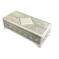 Rectangular Silverplate 23cm (9") Diamond Design Jewellery Box