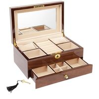 Walnut Veneer Timber 28cm Single Draw Jewellery Box