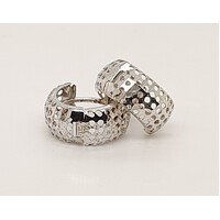 9 Carat White Gold Cut-out Huggie Hoop Earrings