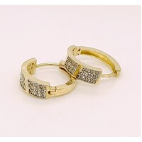 9 Carat Yellow Gold Cubic Zirconia Set Huggie Hoop Earrings