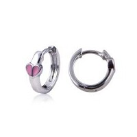 9mm Sterling Silver Enamel Set Huggie Earrings - CLEARANCE