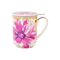 Teas & C's Dahlia Daze Pink Lidded 340ml Mug with Infuser