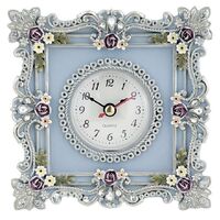 Blue Resin Lace Floral Design Bedside Clock with Crystals SOPHIE
