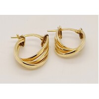 Sterling Silver / 9 Carat Yellow Gold Bonded Twisted Hoop Earrings