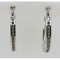 9 Carat White Gold/ Sterling Silver Filled Cubic Zirconia Hoop Earrings