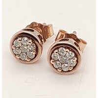9 Carat Rose Gold Diamond Set Stud Earrings