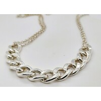 Sterling Silver Italian Hollow Diamond Cut Curb Link Necklace