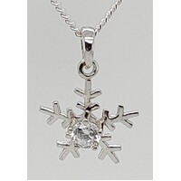 9 Carat White Gold Sterling Silver Filled Cubic Zirconia Snow Flake Pendant