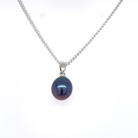 Black 7.5-8mm Freshwater Pearl Pendant in Sterling Silver