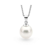 White 9-9.5mm Freshwater Pearl Pendant Sterling Silver Set