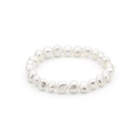 White Keshi 6.5 - 7.5mm Freshwater Pearl Elastic Bracelet