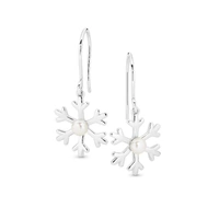 Sterling Silver White Freshwater Pearl Snowflake Splendour Drop Earring