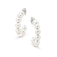 Freshwater Pearl Silver Lining Hoop Earrings