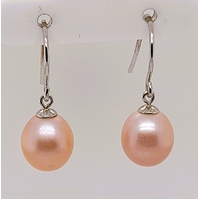 Pink 9-9.5mm Freshwater Pearl Earrings in Sterling Silver - CLEARANCE