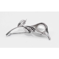 Sterling Silver and Freshwater Pearl Lily Brooch