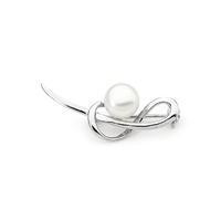 Sterling Silver Freshwater Button Pearl Brooch