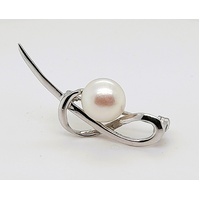 Sterling Silver Freshwater Button Pearl Brooch - CLEARANCE