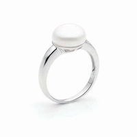 The Nyx Sterling Silver White Button Freshwater Pearl Ring AUS Size Q
