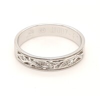 9 Carat White Gold Leaf design Diamond Set Ring AUS Size O